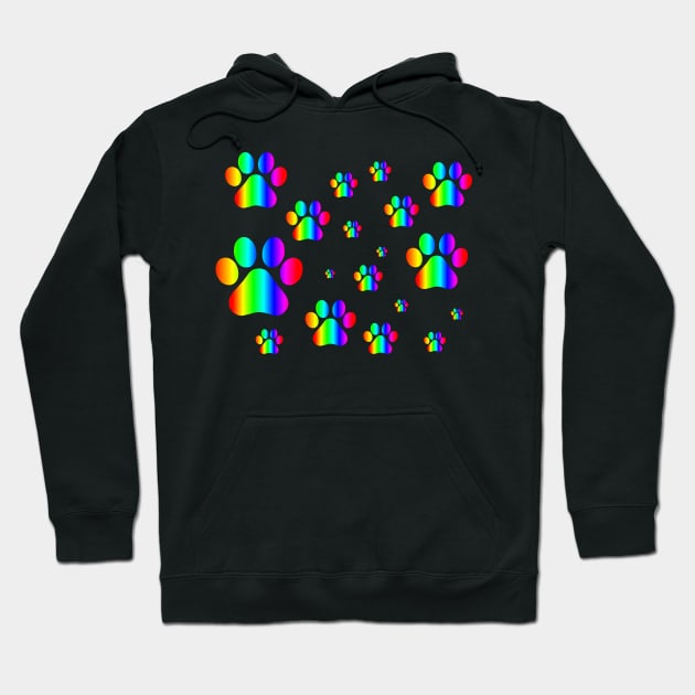 Rainbow Pawprint Pattern Hoodie by Art by Deborah Camp